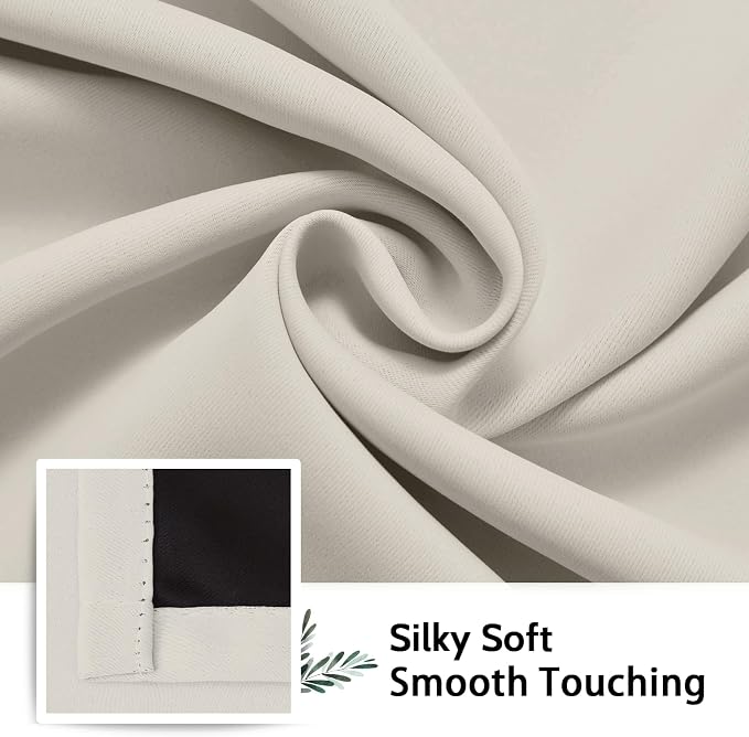 SimpleHome Cream 100% Blackout Curtains Room Darkening Living Room 63 Inch | - Image 7