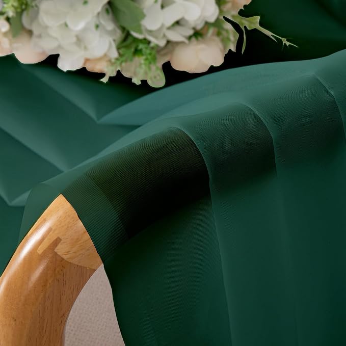 Hunter Green Sheer Curtains 54 Inch Length 2 Panels, Voile Light Filtering - Image 9