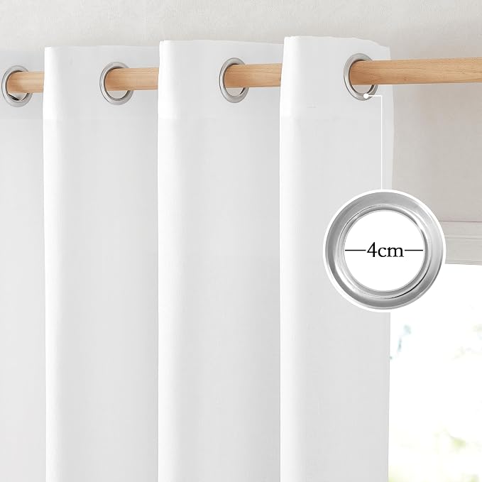 NICETOWN Thick Linen White Curtains 72 inches Long - Image 2