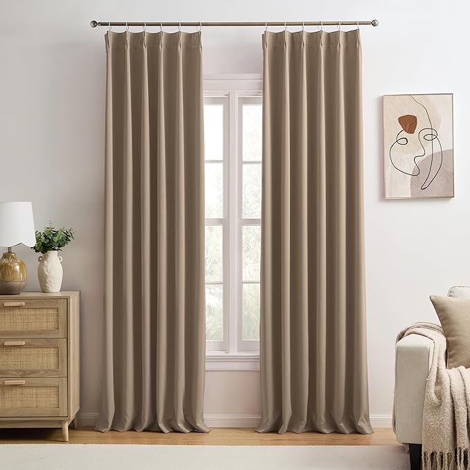 Pinch Pleated Blackout Curtains 92 Inch Long 2 Panels by KEQIAOSUOCAI