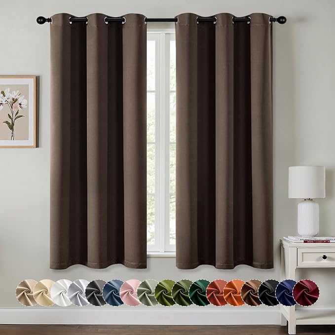 MIULEE Blackout Curtains for Bedroom 2 Panels 40"x54" Long Chocolate Brown | by MIULEE
