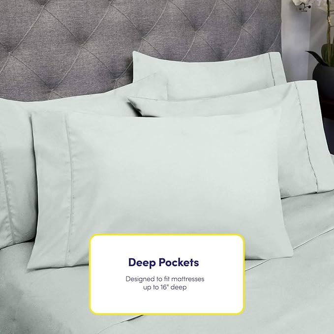 King Size Bed Sheets - 6 Piece 1500 Supreme Collection Fine Brushed Microfiber Deep Pocket King Sheet Set Bedding - 2 Extra Pillow Cases, Great Value, King, Mint(Pack of 1)
