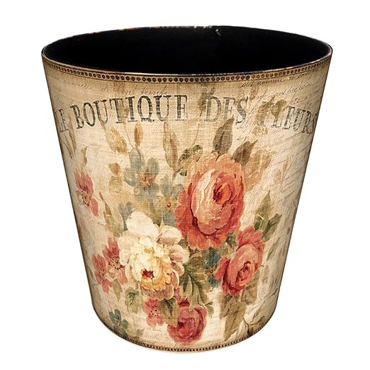 10L Wastebasket Retro Decorative Trash Can Waterproof PU Leather Wastebasket Without Lid for Kitchen, Office, Living Room, Bedroom