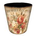 Leather Trash Can, Retro Decorative Waste Basket, 10L Capacity Small Waste Paper Basket, Waterproof Garbage Can for Bathroom, Bedroom, Office, Kitchen and Living Room - Flower