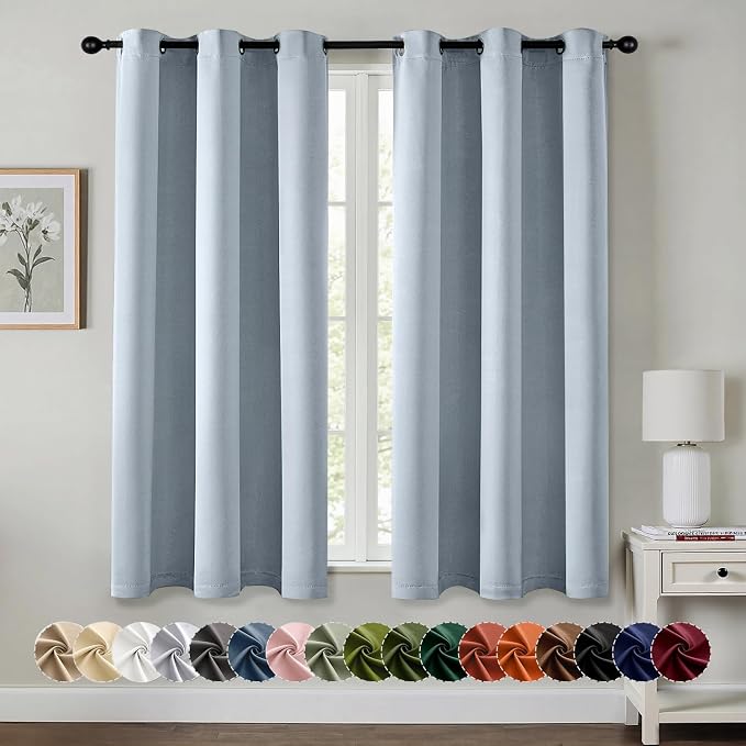 MIULEE Blackout Curtains for Bedroom 2 Panels 40 x 45 Inch Long Light Blue | by MIULEE