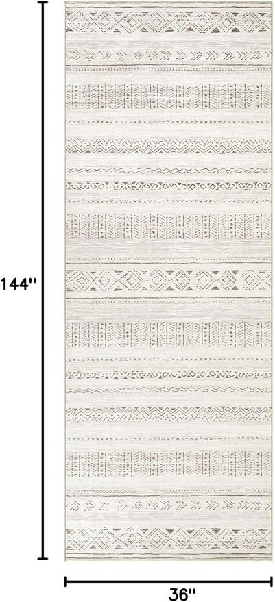 cotiled Hallway 3x10 Runner Rugs Washable Boho Rug Brown Cream | Solve Modern - Image 2
