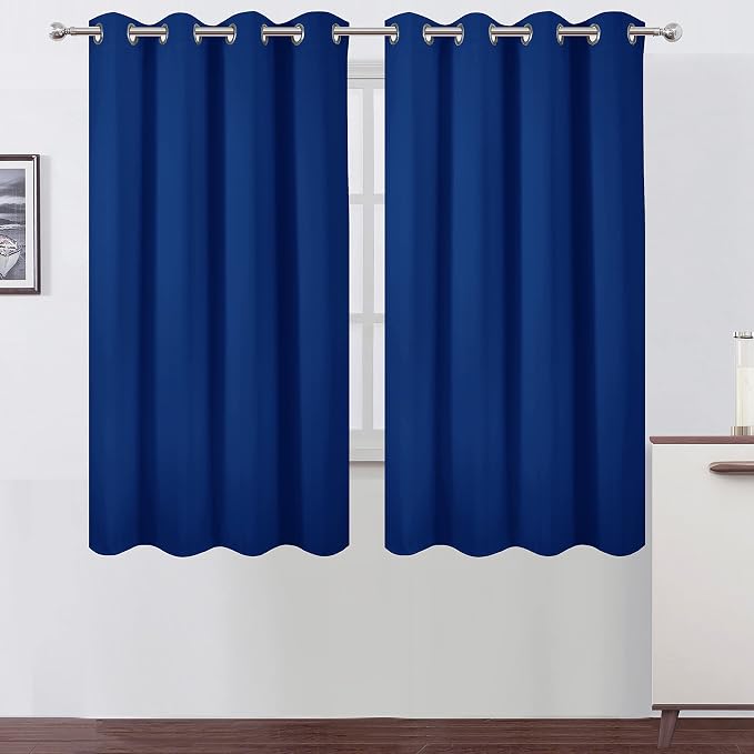 Royal Blue Blackout Curtains 66 x 63 Inch Length/Set of 2 Curtain by Lemomo