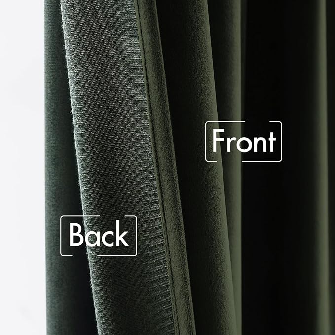 MIULEE Velvet Curtains 52x90 inches 2 Panels Olive Blackout Curtains | Luxury - Image 6