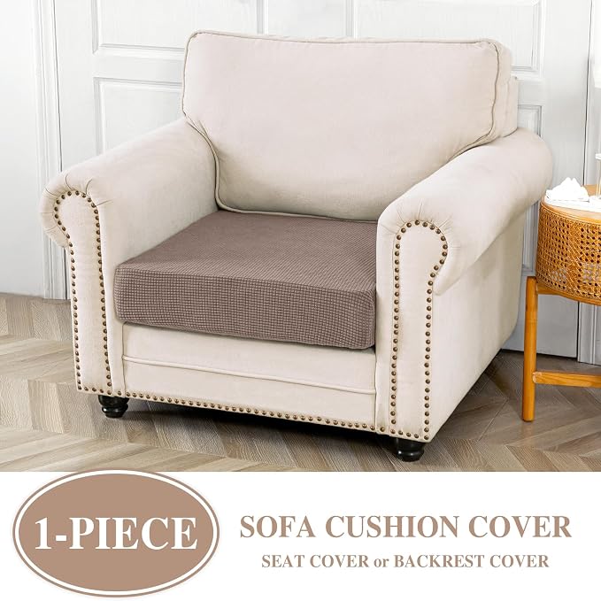 LA MEACK Couch Cushion Cover Seat Cushion Cover Stretch Armchair Cover Separate - Image 2