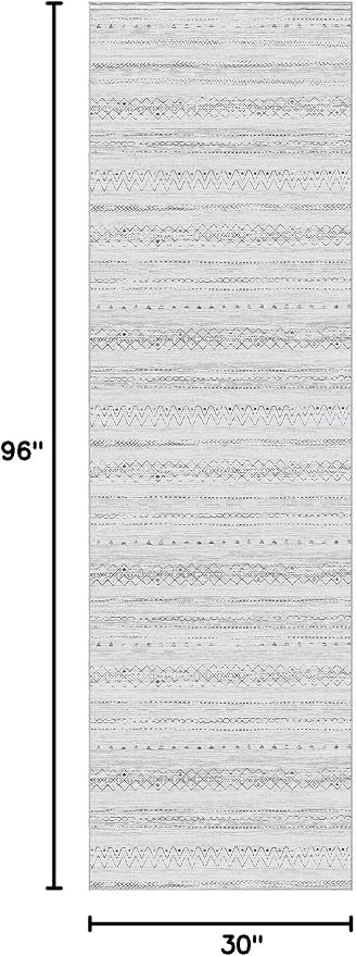 cotiled Hallway 2.6x8 Runner Rugs Washable Boho Rug Grey | Stain Resistan - Image 2