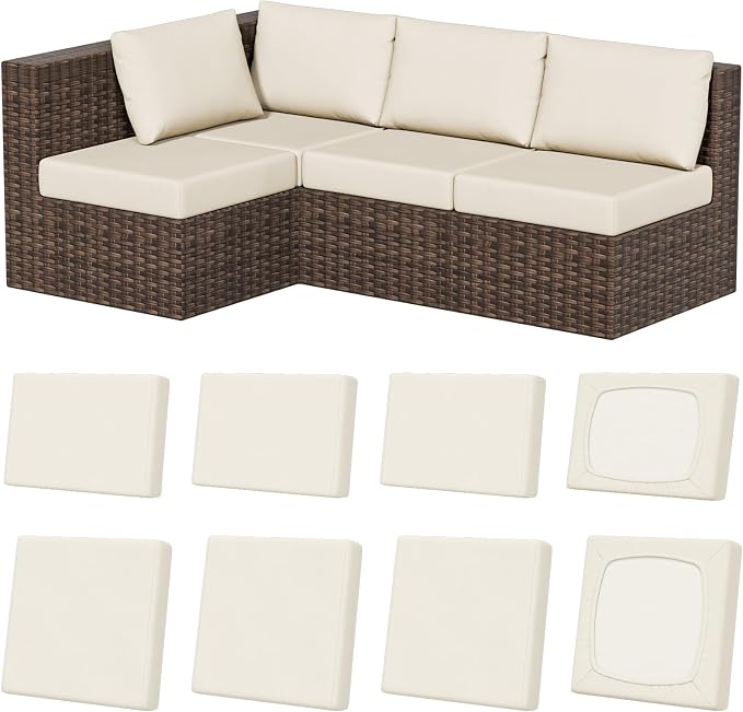 8Pcs Outdoor Cushion Covers, Stretch Patio Furniture Couch Chair Slipcovers | by VORSHAPE