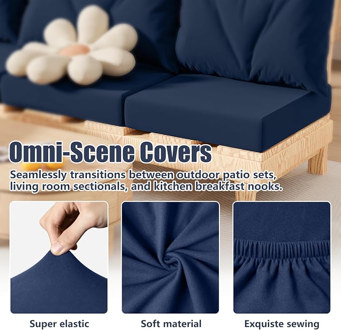 8Pcs Outdoor Cushion Covers, Stretch Patio Furniture Couch Chair Slipcovers | - Image 4