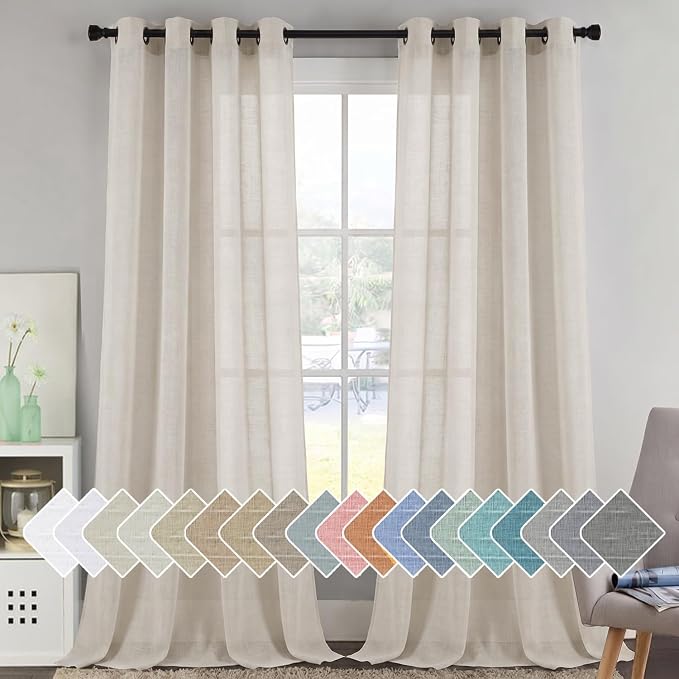 H.VERSAILTEX Linen Curtains Flax Linen Blended Curtain Panels by HVERSAILTEX