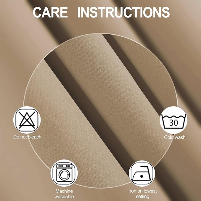 Natural Thermal Blackout Curtains/52 x 72 Inch/Set of 2 Panels Room Darkening - Image 4