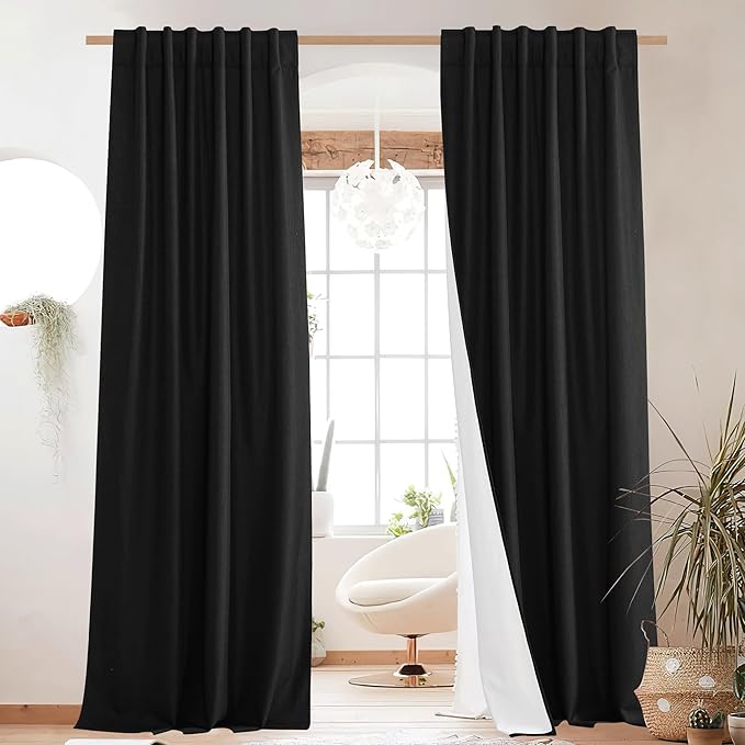 NICETOWN Black out Linen Curtains - Image 2
