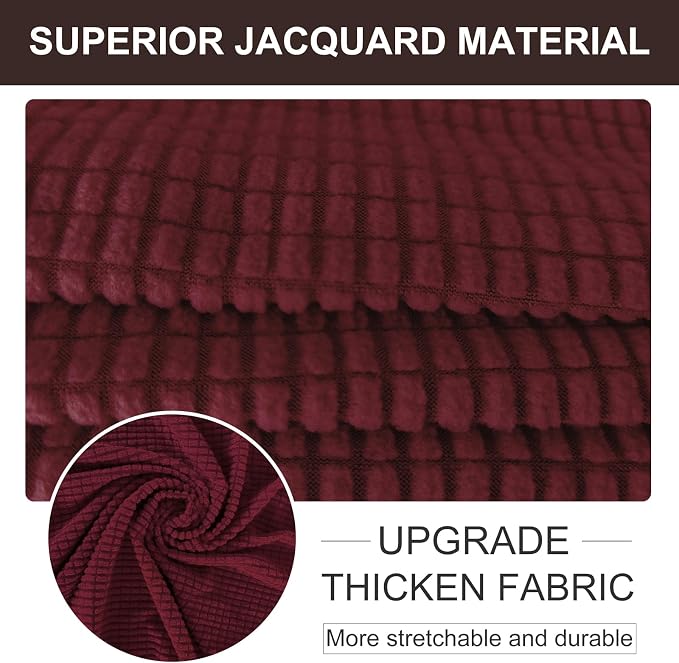U-NICE HOME Oversized Stretch Couch Cover Slipcover, Burgundy | 3 Cushion Sofa - Image 4