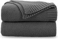 CozeCube Charcoal Grey Seed Stitch Throw Blanket 50"x60", Farmhouse Decor | by CozeCube