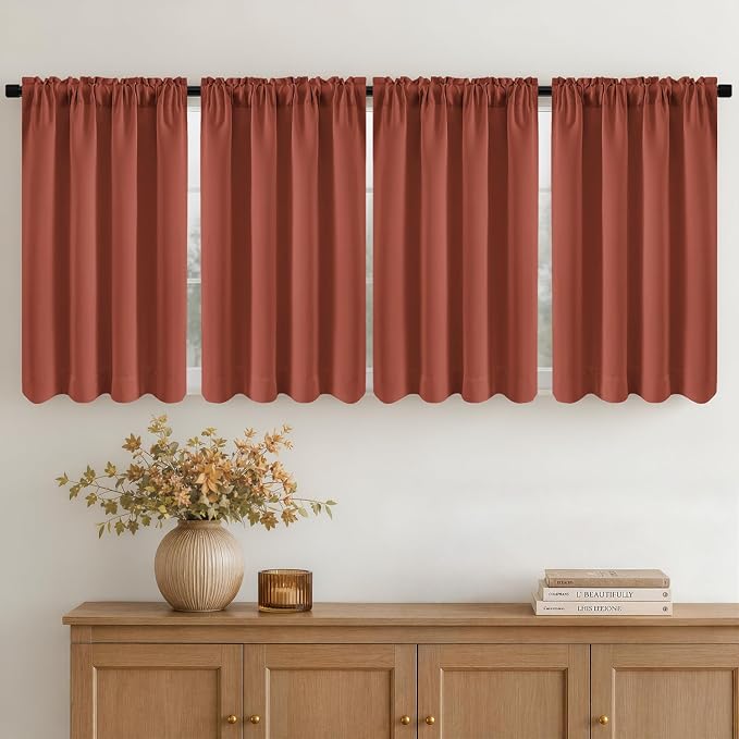 MIULEE 4 Panel Set Short Bedroom Blackout Curtains 54 Inch Long Terracotta | by MIULEE