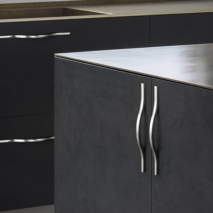 Goo-Ki Low Profile Satin Nickel Cabinet Pulls, Double Hole Centers (6.3''/7.6'') Zinc Alloy Handle for Drawer Cupboard Wardrobe,6 Packed…