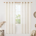 Cream Linen Curtains 80 inches Long 2 Panels Set, Sheer White Light Filtering by LAMIT