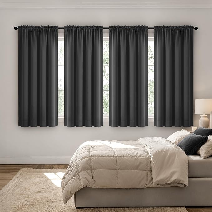 MIULEE 4 Panels Set Grey Blackout Curtains 63 Inch Length Bedroom | Thermal - Image 8