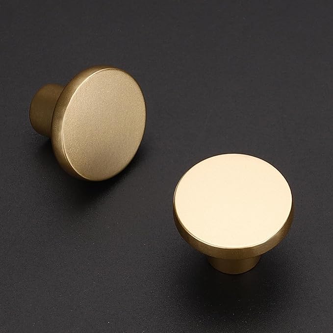 Ravinte 10 Pack Cabinet Knobs Champagne Gold Kitchen Cabinet Knobs Round Dresser Drawer Pulls Closet Door Pulls 1-1/5 Inch