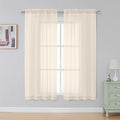 Simplebrand Cream Sheer Curtains 63 Inch Length 2 Panels, Rod Pocket Solid by Simplebrand