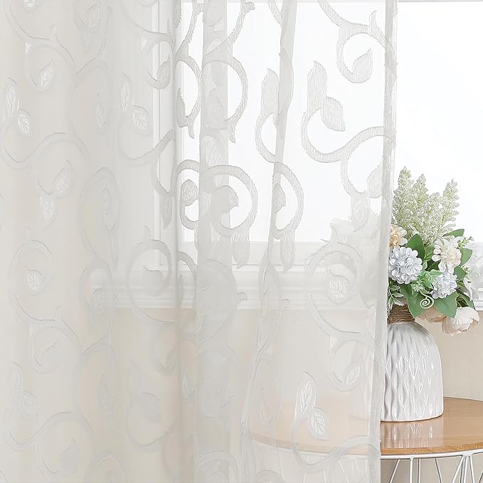 Furman Ivory Sheer Curtains 96 inches Long - Image 3