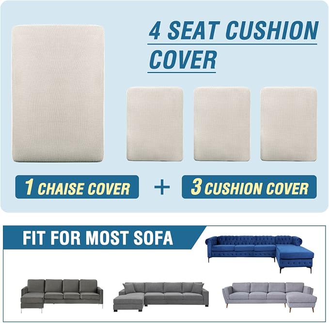 H.VERSAILTEX Sectional Couch Covers 4 Pieces Sofa Seat Cushion Covers L Shape - Image 8