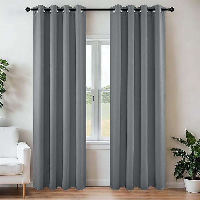 Joydeco Grey Blackout Curtains for Bedroom 72 Inch 2 Panels by JOYDECO