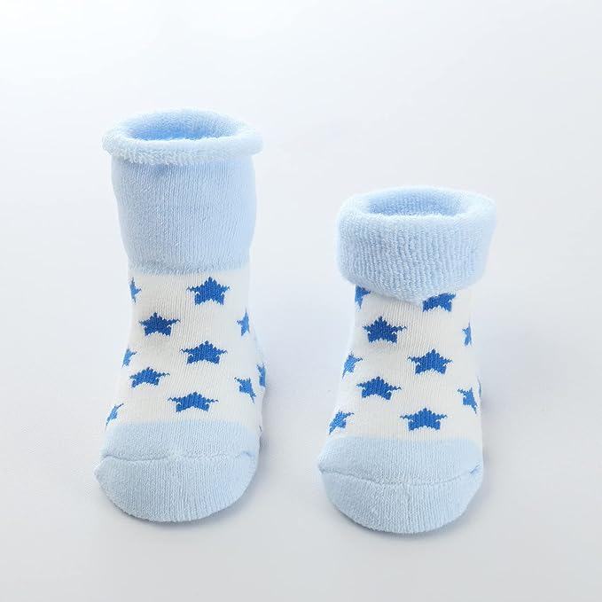 Unisex Baby Terry Socks 5-Pack for Baby boy and girl 0-12 Months Warm Cotton Socks