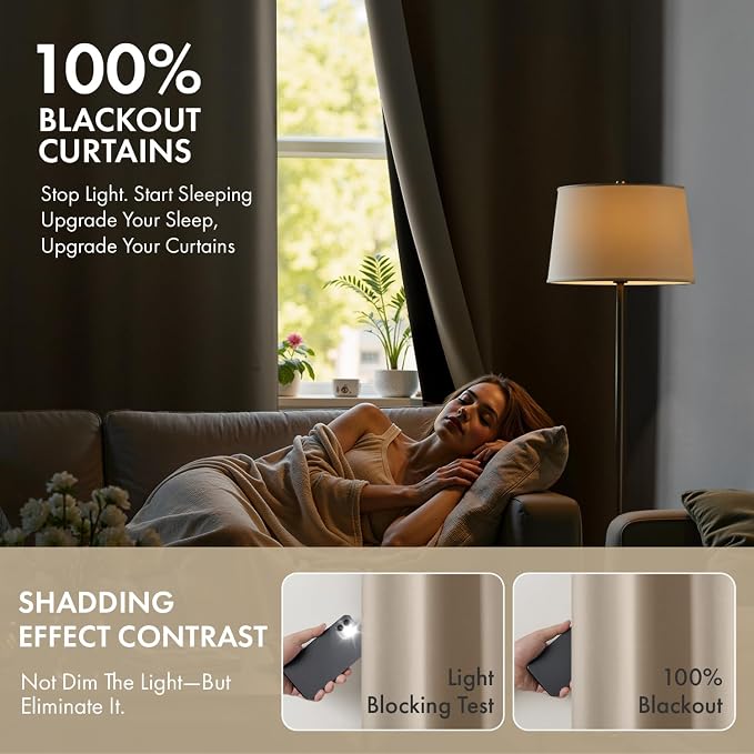 MIULEE Taupe 100% Blackout Curtains - Image 2