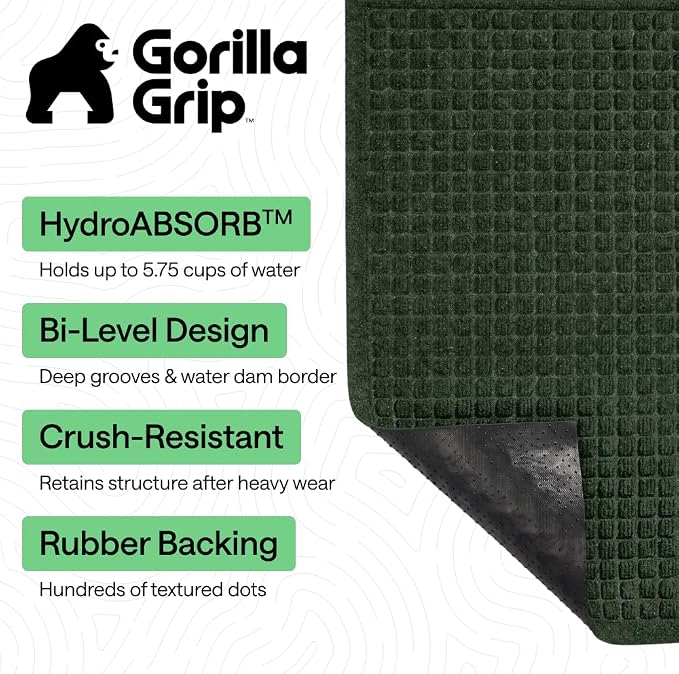 GORILLA GRIP® Ultra Absorbent Front Door Mat Outside Entrance, Traps Dirt and - Image 2