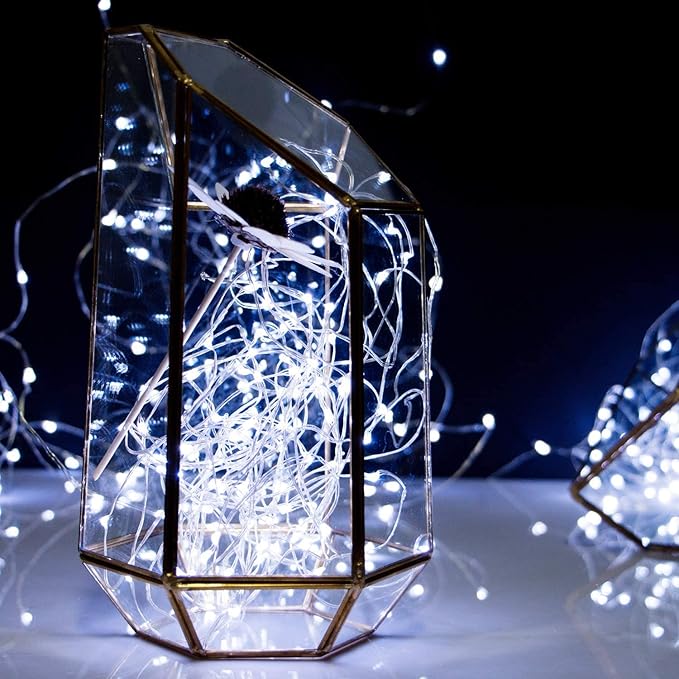 Minetom Fairy Lights Battery Operated, 5 Pack 7 FT 20 LED String Lights with Timer, Waterproof Silver Wire Fairy Lights for Bedroom Christmas Home Party Wedding Decorations, Pure White