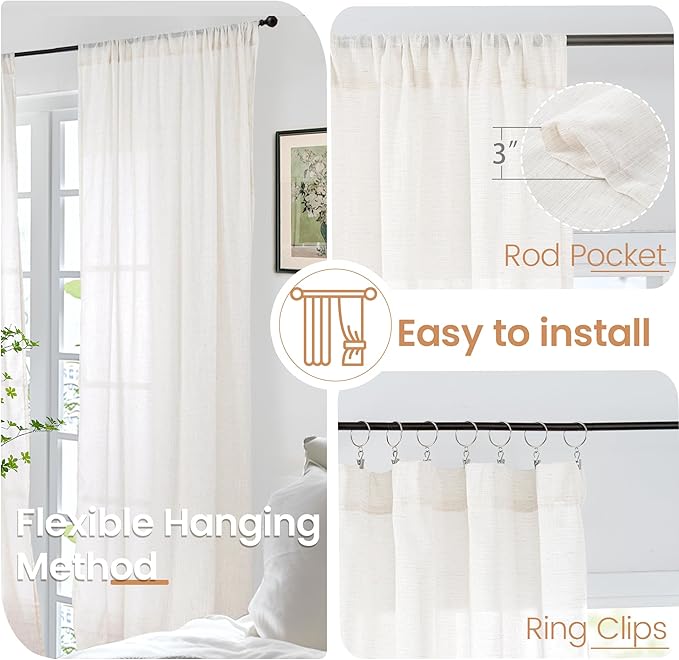 BGment Short Linen Curtains 30X40 Inch Length - Image 6