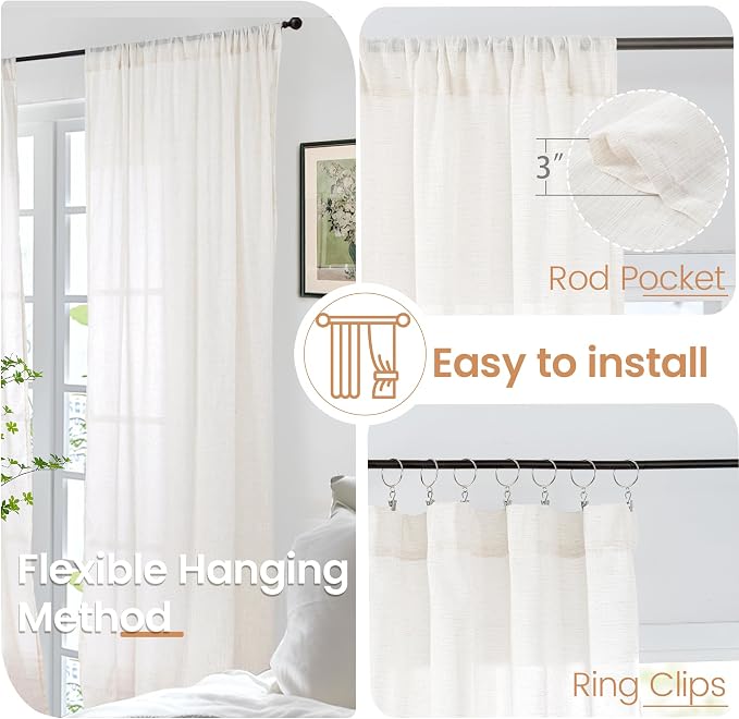 BGment Linen Curtains 98 Inches Long - Image 6