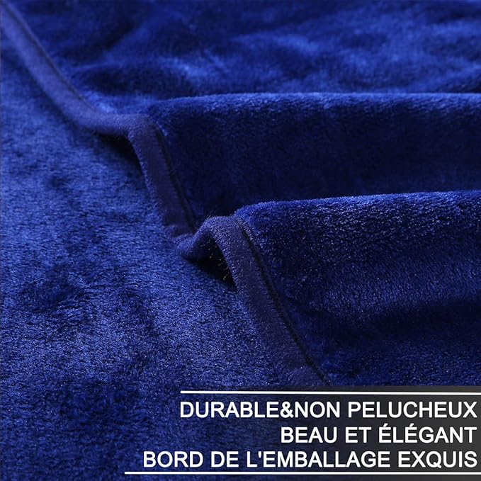 HOZY Soft Blanket Twin Size Fleece Warm Fuzzy Throw Blankets for The Bed Sofa Lightweight 350GSM Royal Blue 66"*90"