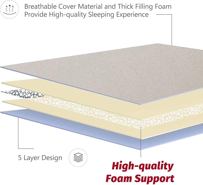 MAXYOYO Japanese Floor Futon Queen Size, Thicken Tatami Mat Sleeping Pad Foldable Roll Up Mattress Trifold Pad Guest Bed, Off White