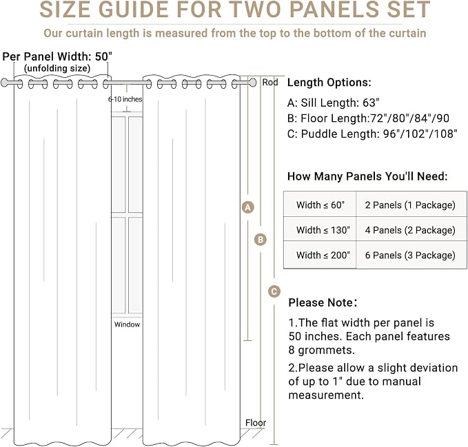 100% Blackout Linen Textured Curtains 96 Inch Long, Plaza Taupe | 100% Blackout - Image 8