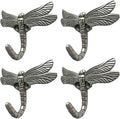 Dragonfly Hooks Wall Mounted Cloak Rack, Animal Heavy Duty Vintage Decorative Hooks, Indoor Outdoor Universal Cloak Rack Hooks for Coat Towel Robe Clothes Hats Bags Keys, Pack of 4