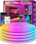 SINLEY Led Neon Rope Lights,Control with App/Remote,Flexible Led Rope Lights,Multiple Modes,IP68 Outdoor RGB Neon Lights Waterproof,Music (20FT)