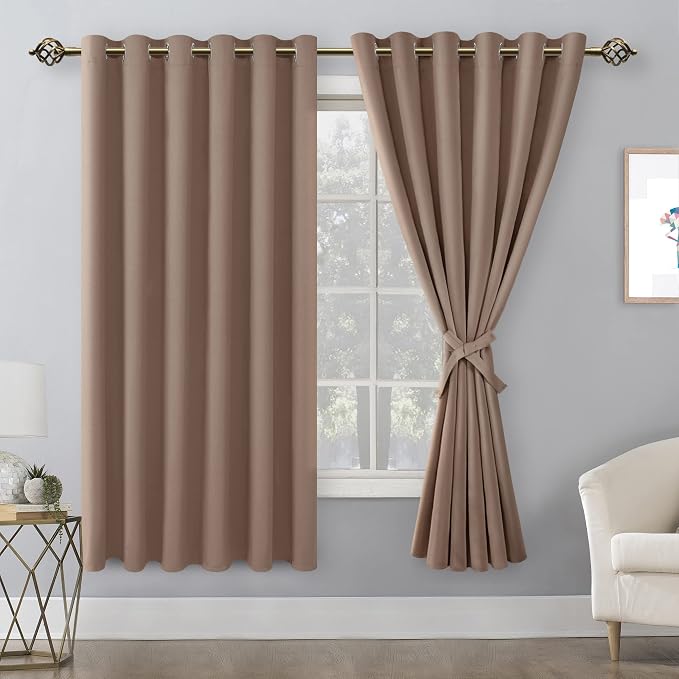 Blackout Curtains for Bedroom, Cappuccino, 70 x 63 Inches, 2 Panels | Thermal - Image 8
