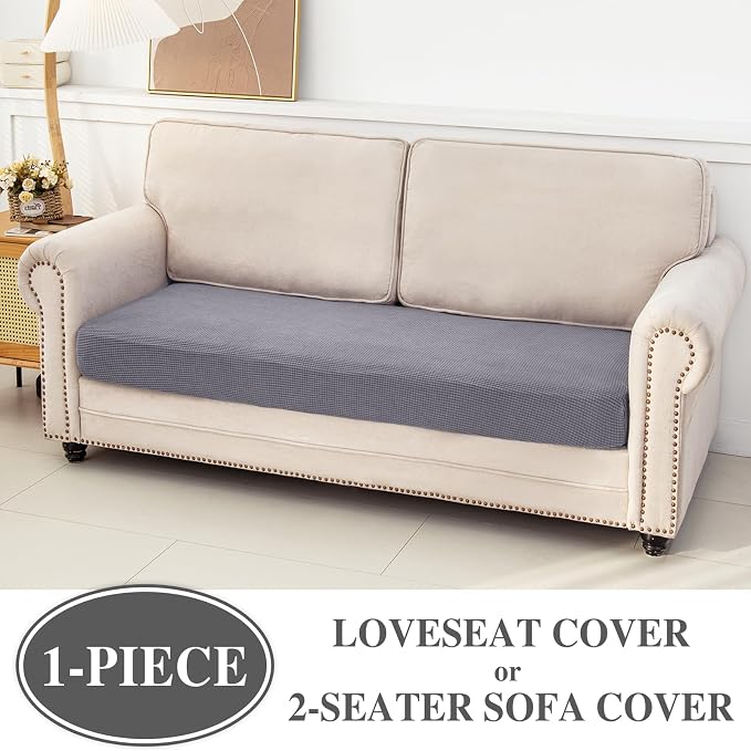 LA MEACK Couch Cushion Cover Loveseat Cover or 2 Seat Sofa Cover Washable - Image 2