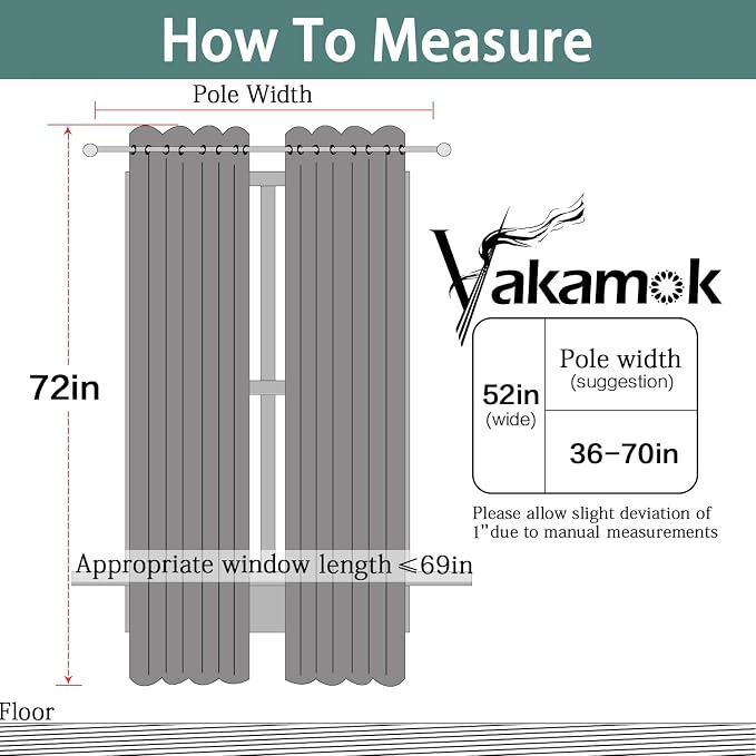 Yakamok Room Darkening Curtains 52x72 inch Length Sky Blue-Living Room | 2 - Image 7
