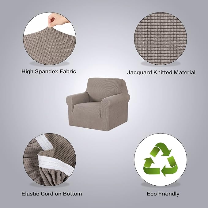 H.VERSAILTEX High Stretch Chair Cover 1-Piece Rich Jacquard Armchair Covers - Image 4