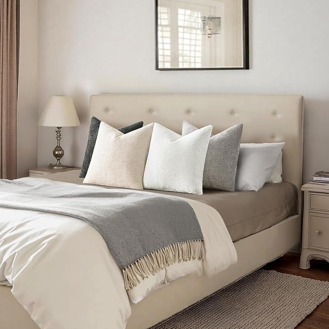 MIULEE Soft Decorative Chenille Pillow Covers Gray 20x20 Pack of 4 | Minimalist - Image 7