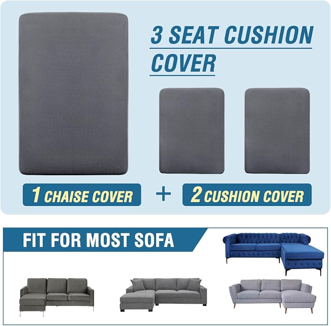 H.VERSAILTEX Sectional Couch Covers 3 Pieces Sofa Seat Cushion Covers L Shape - Image 8