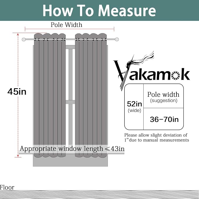 Yakamok Pure White 100% Blackout Curtains 45 Inches Long 52" Wide 2 Panel | - Image 8