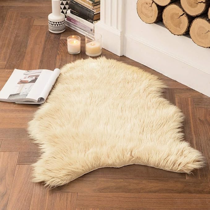MIULEE Fluffy Area Rug 2x3 ft Faux Fur Sheepskin Rug Light Yellow | Luxury - Image 3