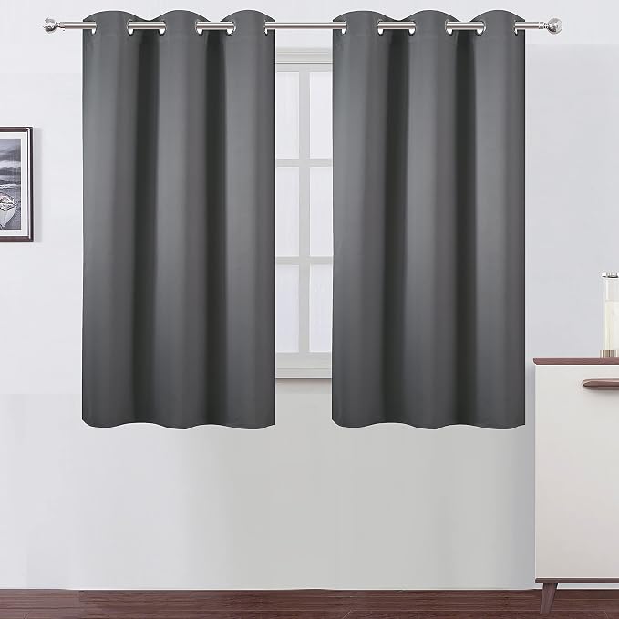 Grey Thermal Blackout Curtains/38 x 54 Inch/Set of 2 Panels Room Darkening by Lemomo